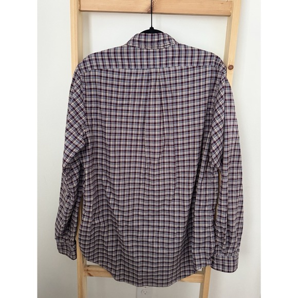 Ralph Lauren Large Brown/Blue Plaid Long Sleeve Pony Button Down Dress Shirt - Picture 2 of 8
